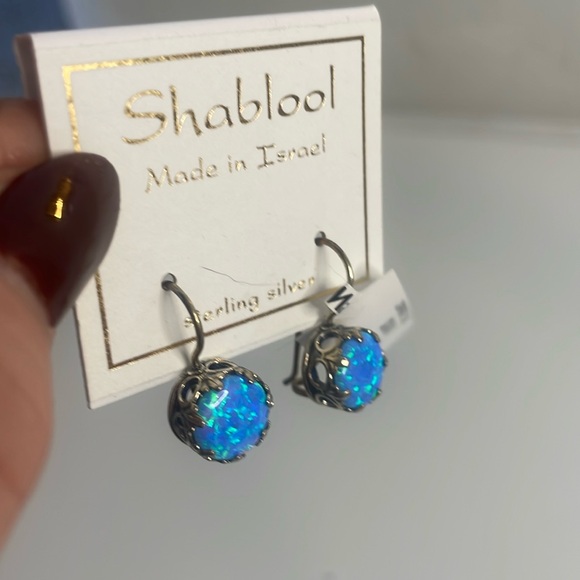 Shablool Silver Jewelry Design Jewelry - NWT Sterling silver shablool earrings. Blue iridescent stone